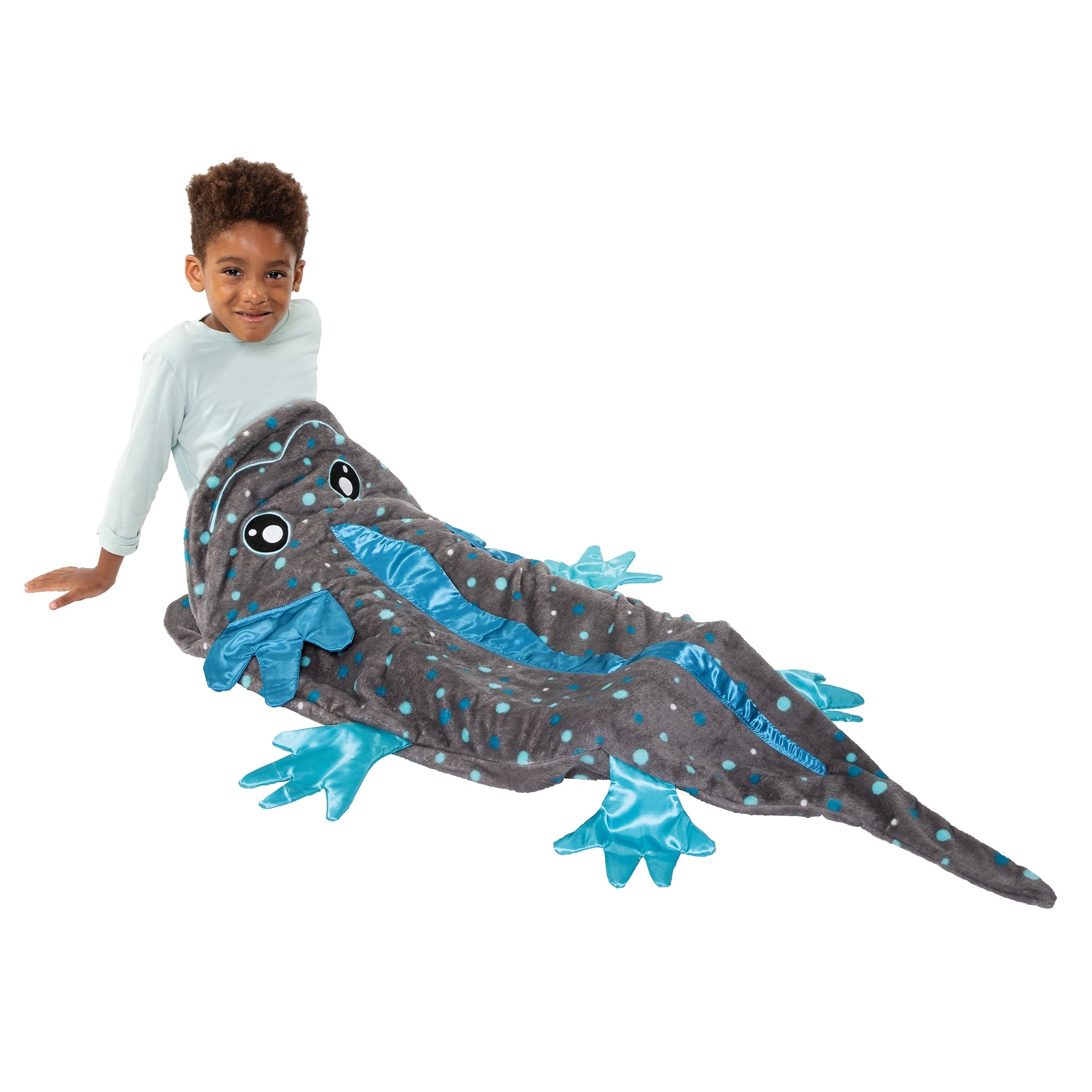 Cozy Fleece Tails, The Original Wearable Blanket with Sleeves, Super Soft Throw Fleece, Axolotl, Ages 5+ - Super Soft Reversible Sherpa Flannel Blanket Detail