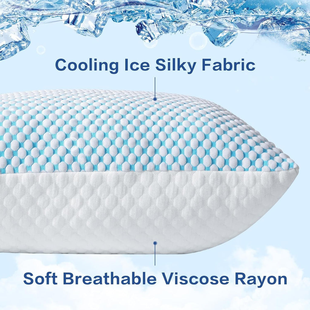 Orthopedic Support 2 Pack Cooling Pillow for Sleeping, Memory Foam Pillows Cool Bed Pillows Hotel Reversible Pillow with Washable Remova... - Ergonomic Memory Foam Pillow for Neck Pain Support Detail