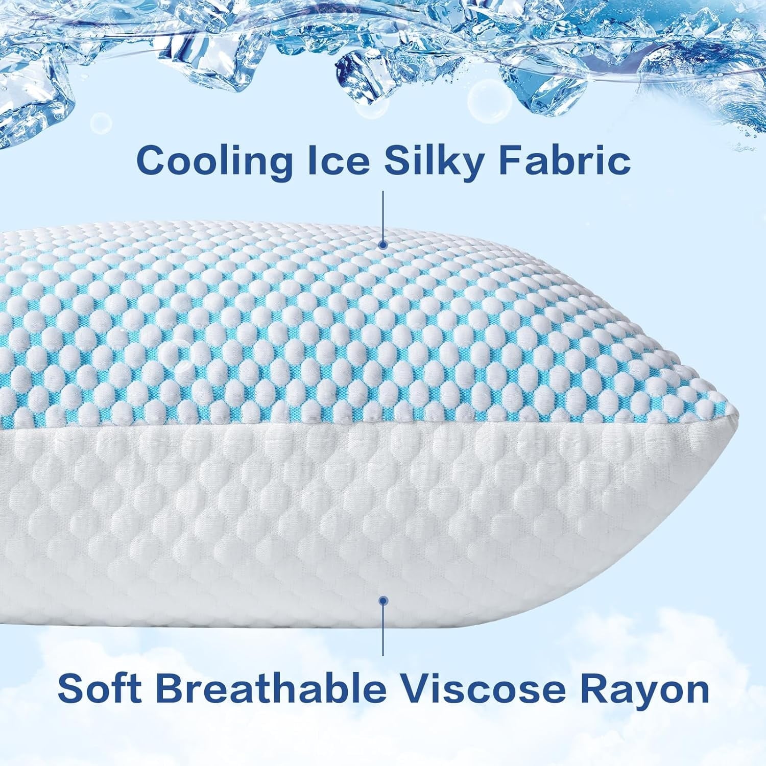 Orthopedic Support 2 Pack Cooling Pillow for Sleeping, Memory Foam Pillows Cool Bed Pillows Hotel Reversible Pillow with Washable Remova... - Ergonomic Memory Foam Pillow for Neck Pain Support Detail