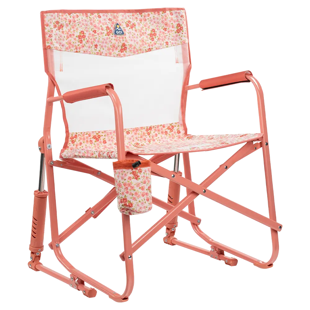 Smooth Motion Freestyle Rocker Elite - Choice 460 - Freestyle Rocker Portable Outdoor Folding Chair - Pink Sundress