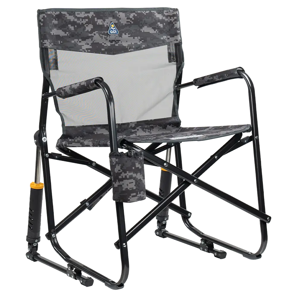 Smooth Motion Freestyle Rocker Elite - Choice 460 - Freestyle Rocker Portable Outdoor Folding Chair - Cool Gray Camo