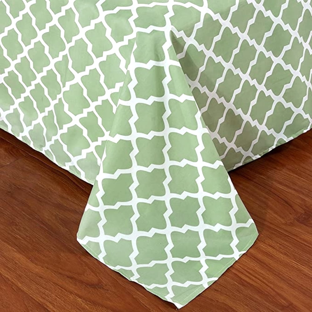 Wrinkle-Resistant Quatrefoil Bed Sheet Set (King, Sage/White) 4 Piece Deep Pocket 1800 Series Microfiber Bed Sheet Set Contains 1 Fitte... - Breathable Egyptian Cotton Flat & Fitted Sheets Detail