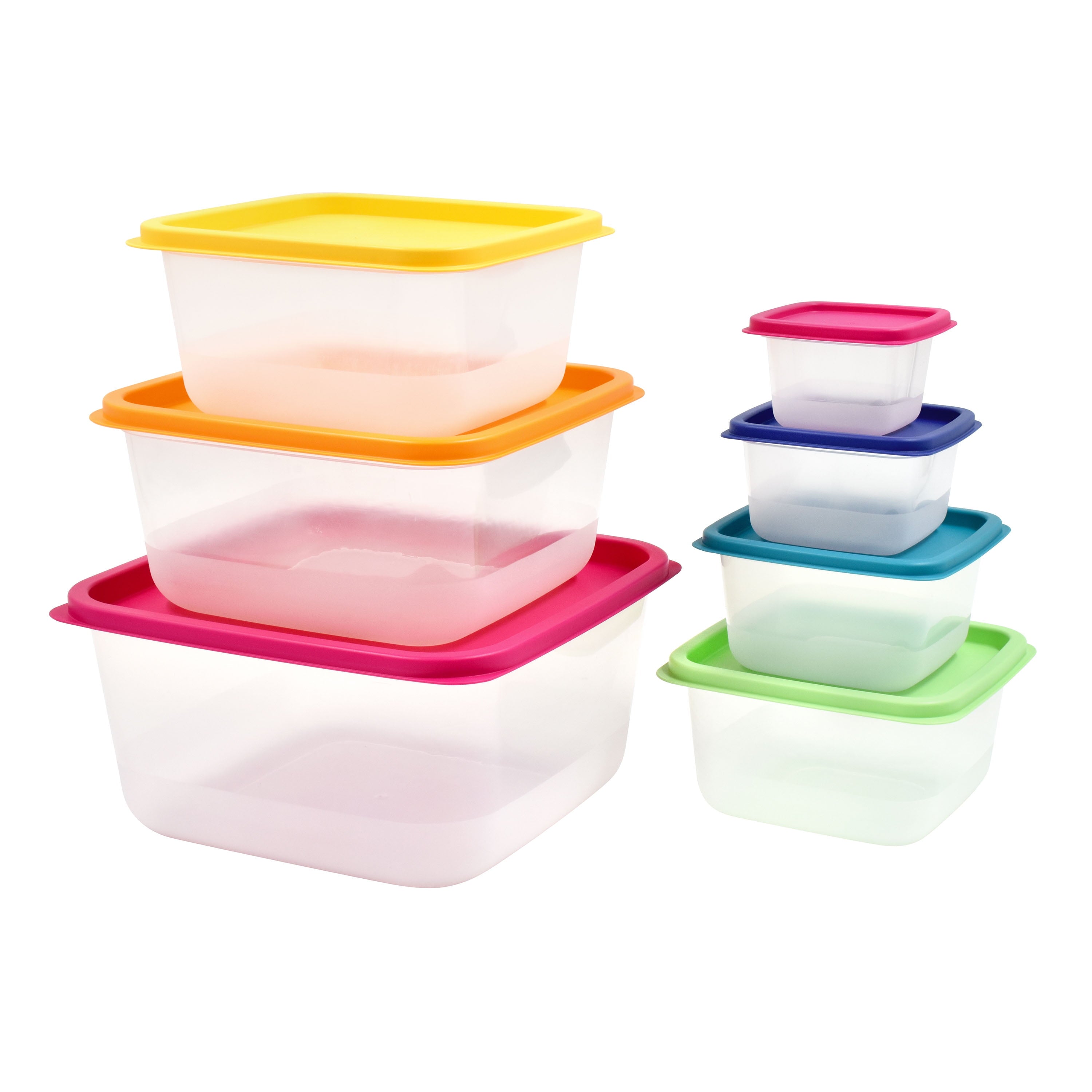Deliciously Squishy Plastic Rainbow Food Storage Set, Multi Color, 14 Count, Best Used for Leftover Storage and Reheating - Fun Food Fidget Cookie Squishable Toy Detail