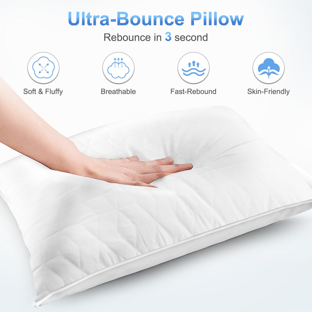 Orthopedic Support Bed Pillows for Sleeping 2 pack, King Size Cooling Pillows Hotel Quality with Premium Soft Down Alternative Fill for ... - Orthopedic Shredded Foam Bed Pillow Set Detail