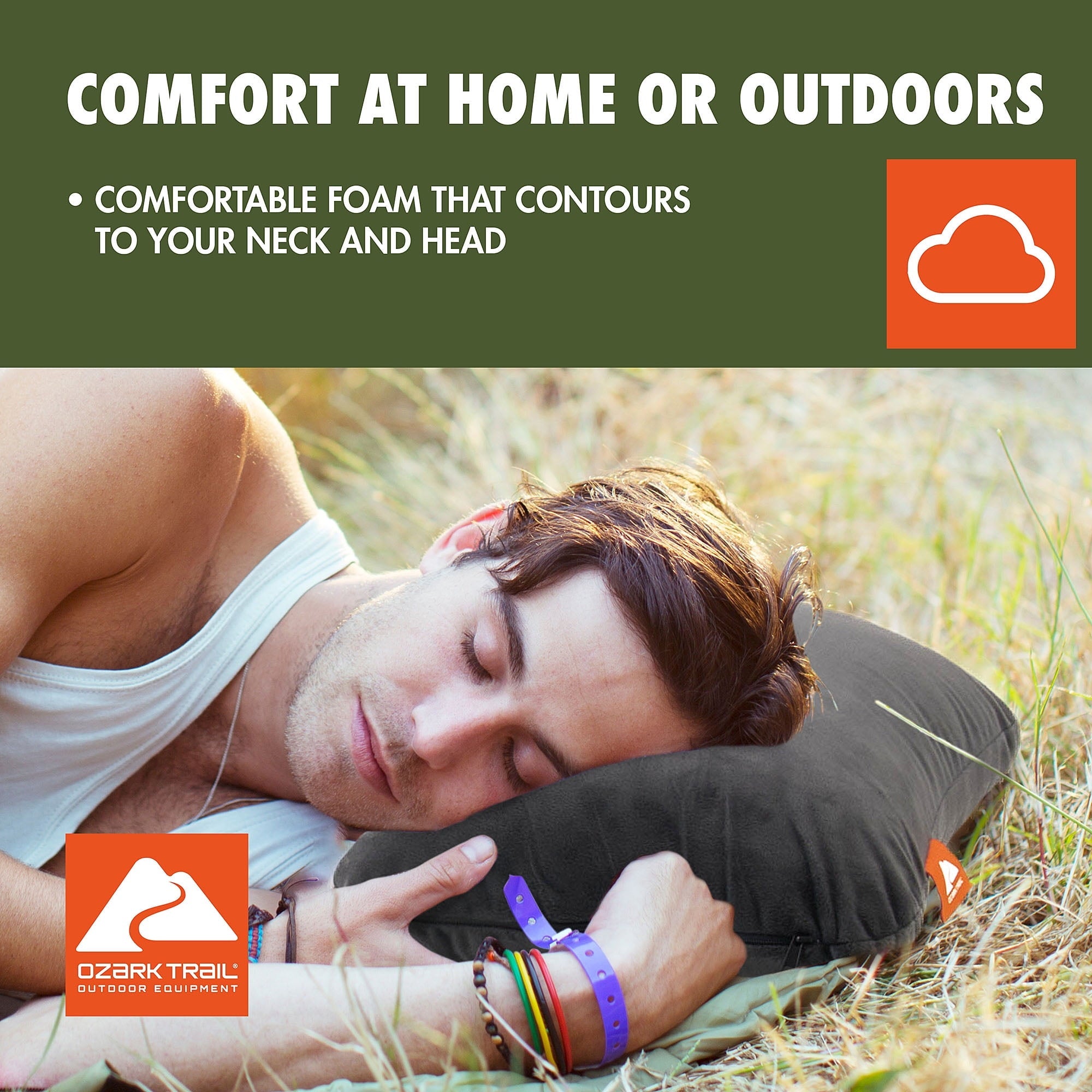 Orthopedic Support Dark Grey Memory Foam Camping Pillow for Adults - Hotel Quality Plush Sleeping Pillows Detail