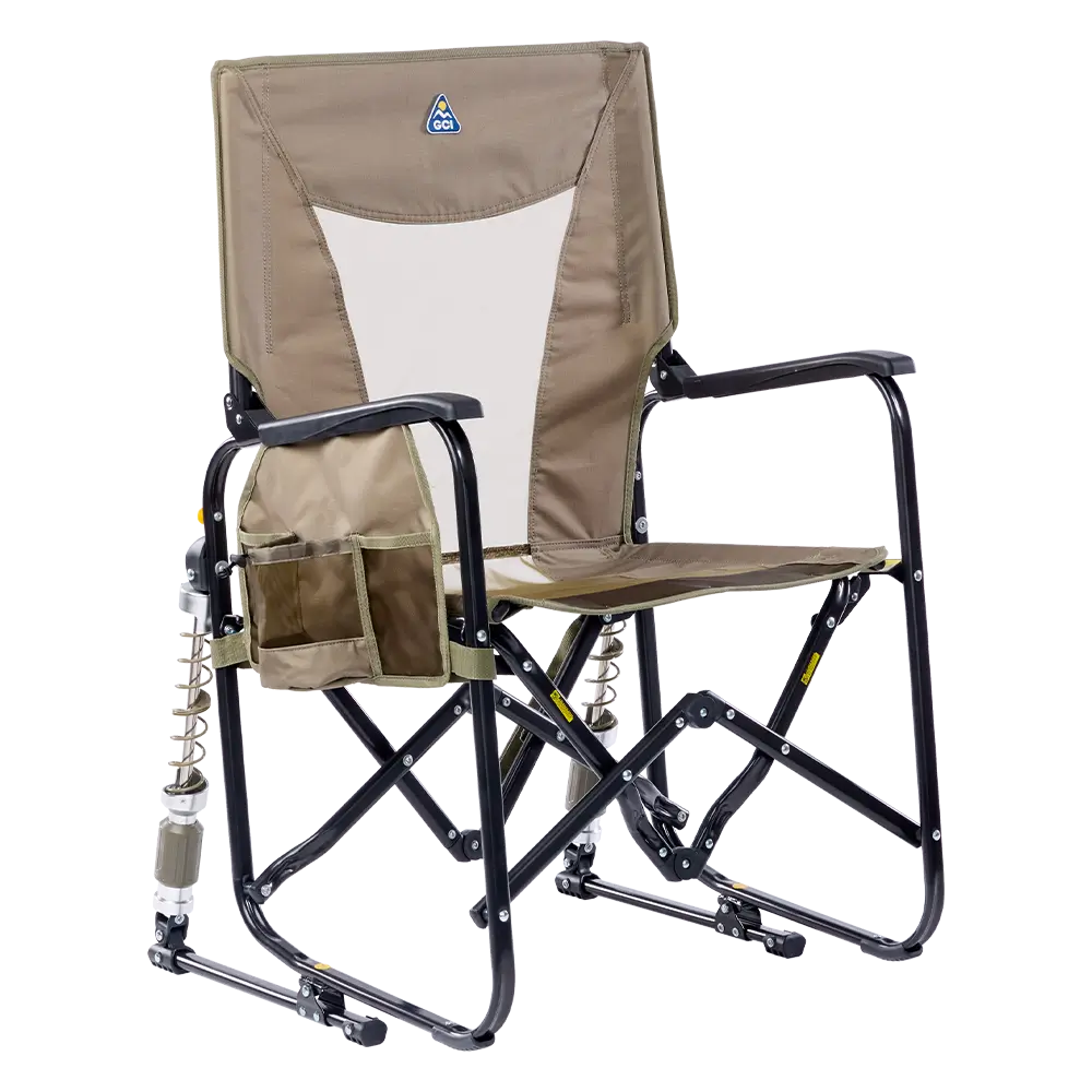 Premium All-Weather Adjustable Rocker - Choice 573 - RoadTrip Rocker Smooth Motion Camp Chair - Aged Fatigue