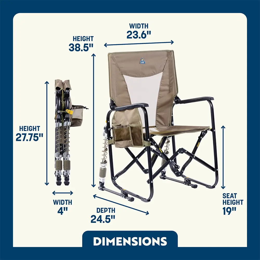Premium All-Weather Adjustable Rocker - Choice 573 - RoadTrip Rocker Smooth Motion Camp Chair Detail