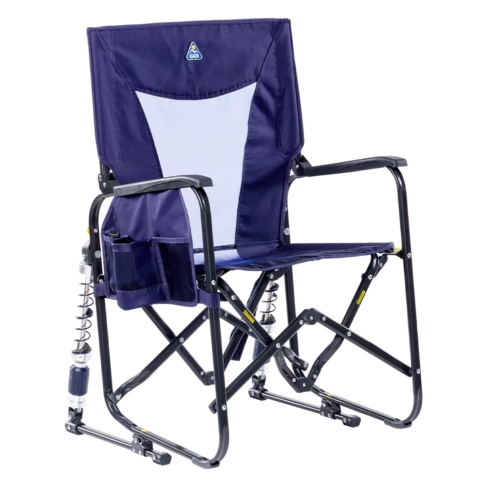 Premium All-Weather Adjustable Rocker - Choice 573 - RoadTrip Rocker Smooth Motion Camp Chair - Rich Blue