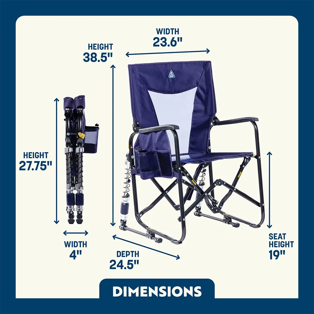 Premium All-Weather Adjustable Rocker - Choice 573 - RoadTrip Rocker Smooth Motion Camp Chair Detail