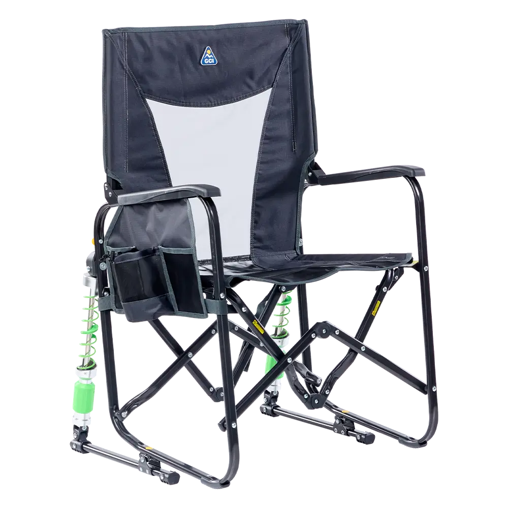 Premium All-Weather Adjustable Rocker - Choice 573 - RoadTrip Rocker Smooth Motion Camp Chair - Dark Charcoal