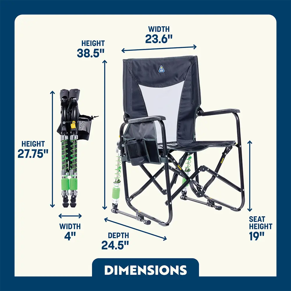 Premium All-Weather Adjustable Rocker - Choice 573 - RoadTrip Rocker Smooth Motion Camp Chair Detail