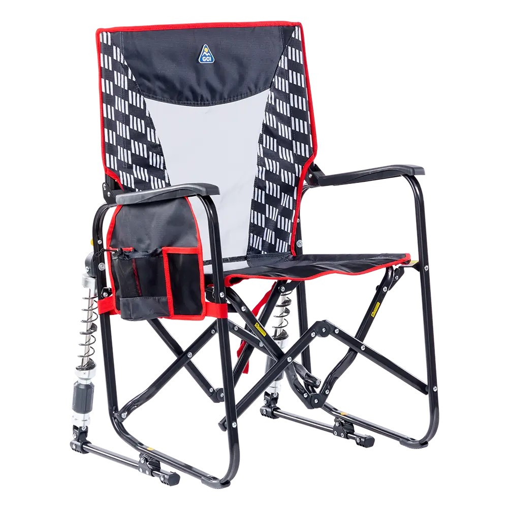 Premium All-Weather Adjustable Rocker - Choice 573 - RoadTrip Rocker Smooth Motion Camp Chair - Charcoal Racing