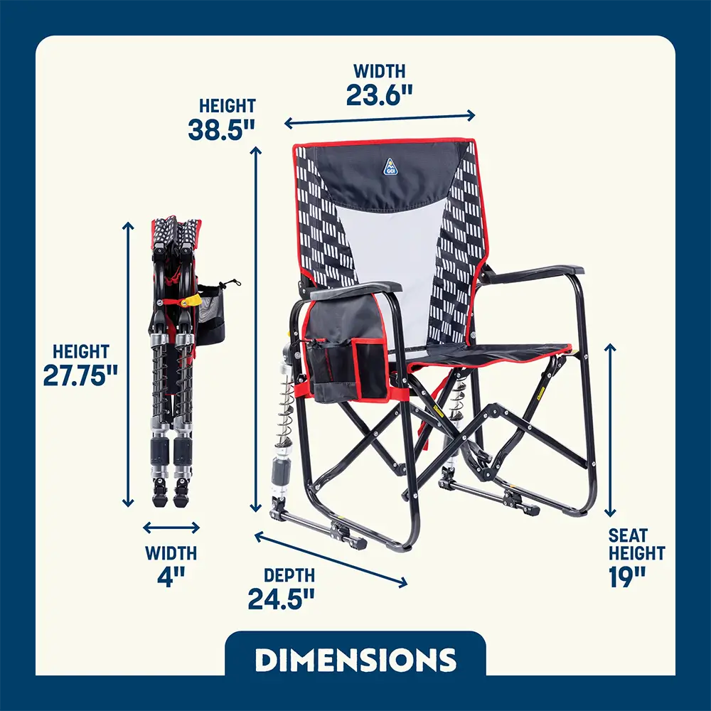 Premium All-Weather Adjustable Rocker - Choice 573 - RoadTrip Rocker Smooth Motion Camp Chair Detail