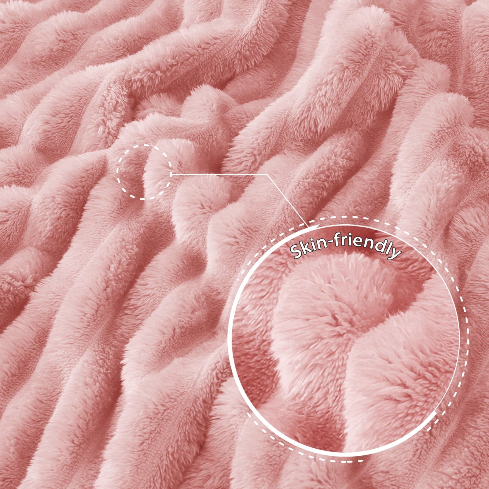 Super Soft Flannel Fleece Throw Blanket for Couch, Super Soft 3D Striped Jacquard Blanket, Lightweight Fuzzy Cozy Blankets, Pink, 50"x60" - Super Soft Reversible Sherpa Flannel Blanket Detail