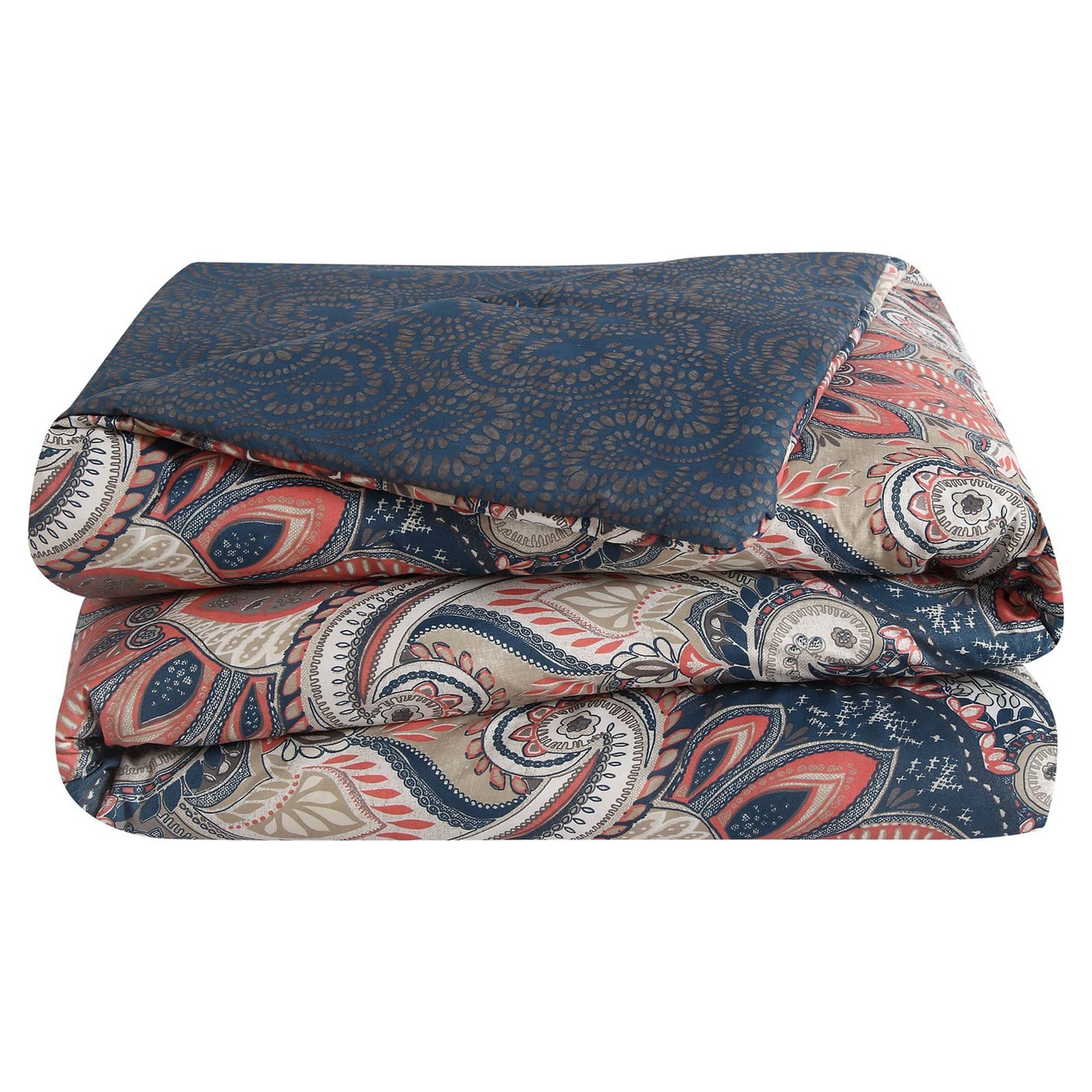 Hypoallergenic Cloud Casa Real 5-Piece Coral Damask Reversible Comforter Set, King, Adult, Unisex - Cloud-Like Soft Lightweight Bed Comforter Detail