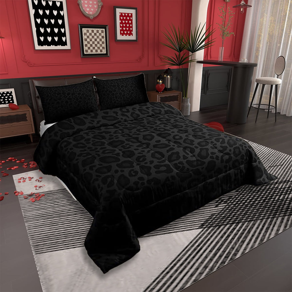 All-Season Leopard Print Comforter Set Full Size,Abstract Cheetah Texture Bedding Set,Women Room Decor,Rustic Farmhouse Retro Do... - Hypoallergenic Ultra-Fluffy Quilt for Winter Detail