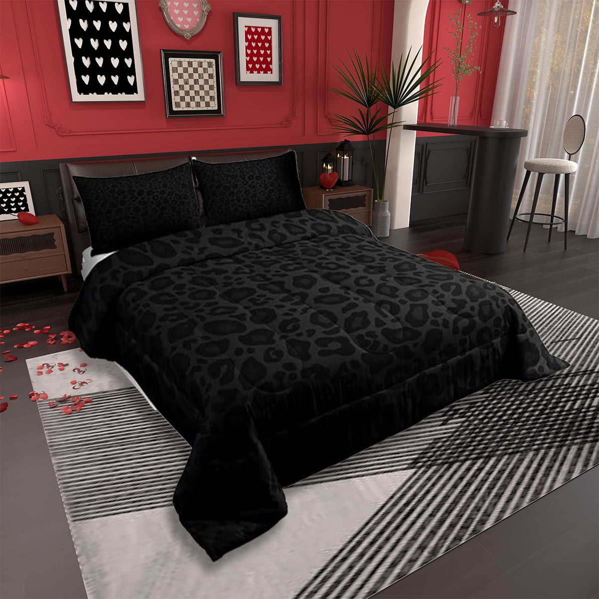All-Season Leopard Print Comforter Set Full Size,Abstract Cheetah Texture Bedding Set,Women Room Decor,Rustic Farmhouse Retro Do... - Hypoallergenic Ultra-Fluffy Quilt for Winter Detail