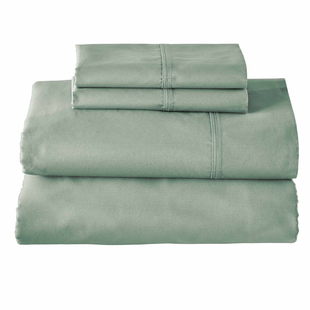 Premium Egyptian Cotton Cool & Crisp 4-Piece 300 Thread Count Green River Cotton Percale Sheet Set, Queen - Cooling Hotel Quality Bedding Sheets and Pillowcases Detail
