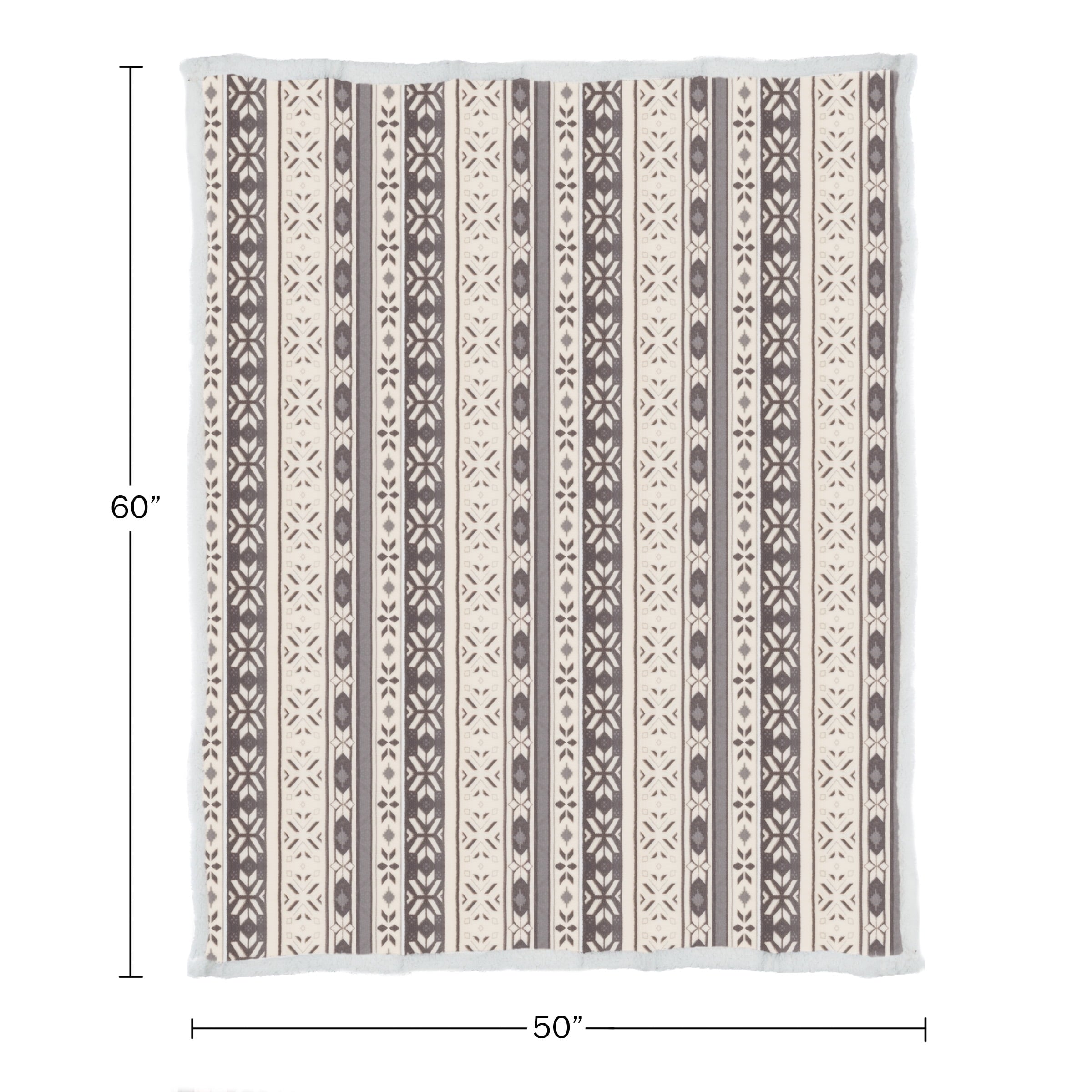 Decorative Knitted 50x60-Inch Machine Washable Fleece Blanket with Snowflakes - Super Soft Reversible Sherpa Flannel Blanket Detail