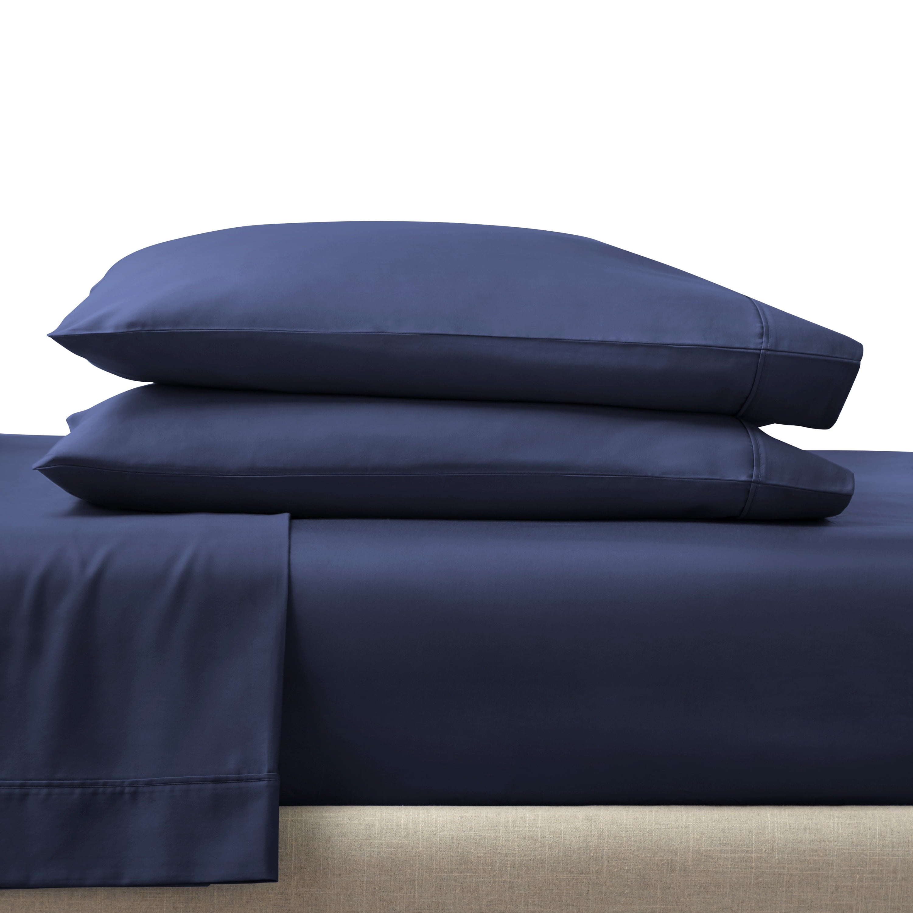 Wrinkle-Resistant 4-Piece 300 Thread Count Blue Cove Cotton Sateen Bed Sheet Set, Queen - Luxury Bed Sheet Set with Deep Pockets Detail
