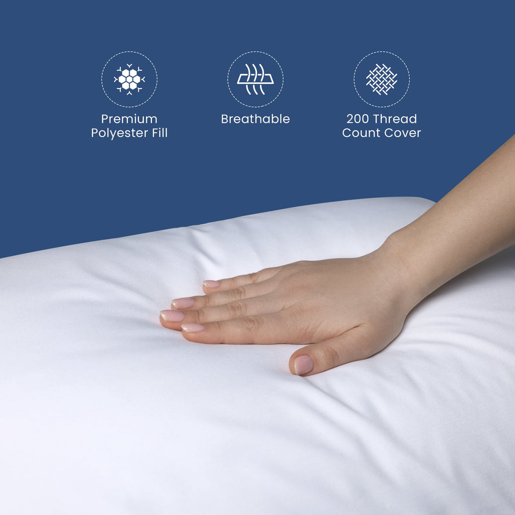 Hotel Collection Down Alternative White Euro Pillow Insert 26x26 – Soft & Durable - Ergonomic Memory Foam Pillow for Neck Pain Support Detail