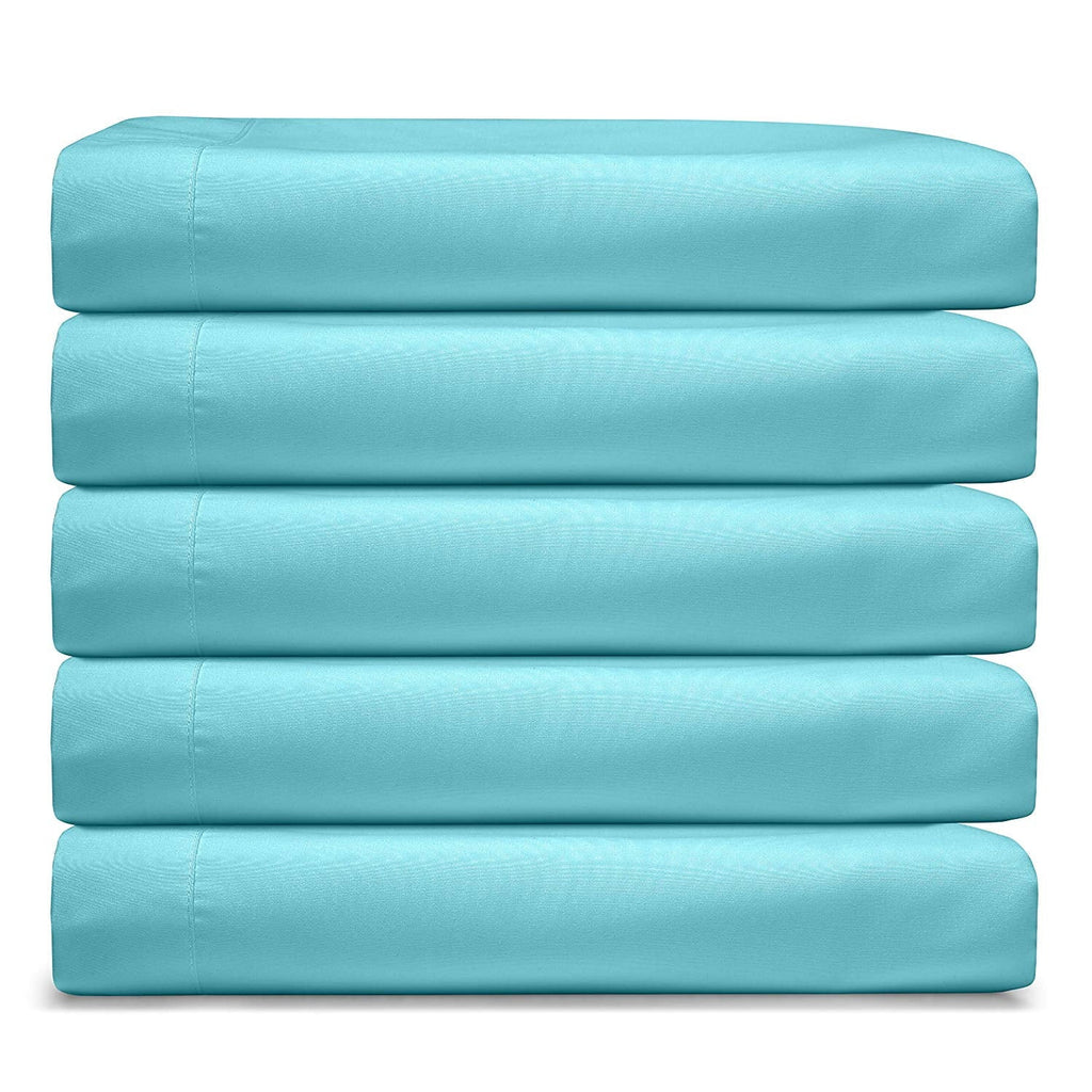 Cooling Sateen RV/Short Queen 6-Piece Bed Set for Campers - Deep Pocket Fitted Sheet Luxury Soft Microfiber, Teal - Cooling Hotel Quality Bedding Sheets and Pillowcases Detail