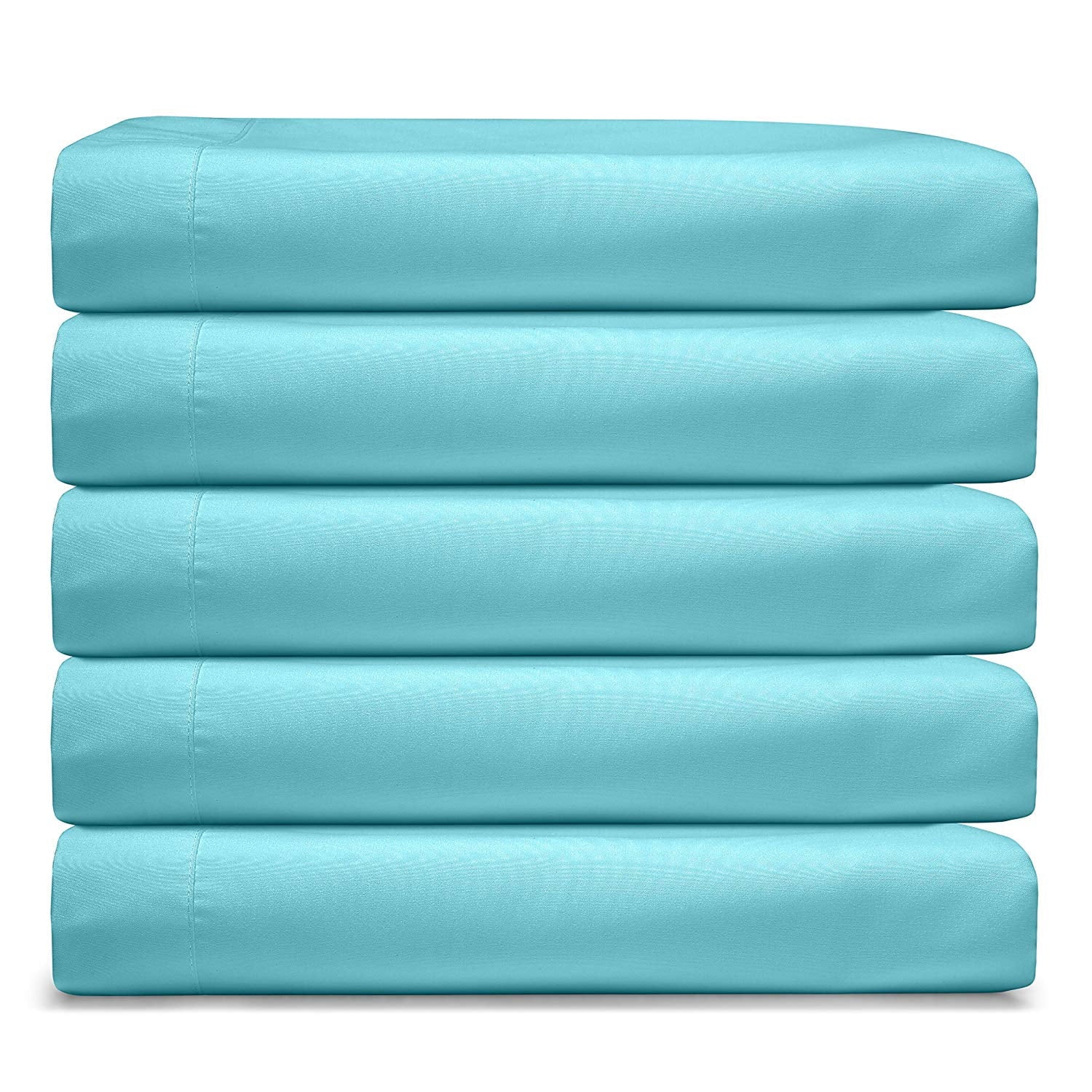 Cooling Sateen RV/Short Queen 6-Piece Bed Set for Campers - Deep Pocket Fitted Sheet Luxury Soft Microfiber, Teal - Cooling Hotel Quality Bedding Sheets and Pillowcases Detail