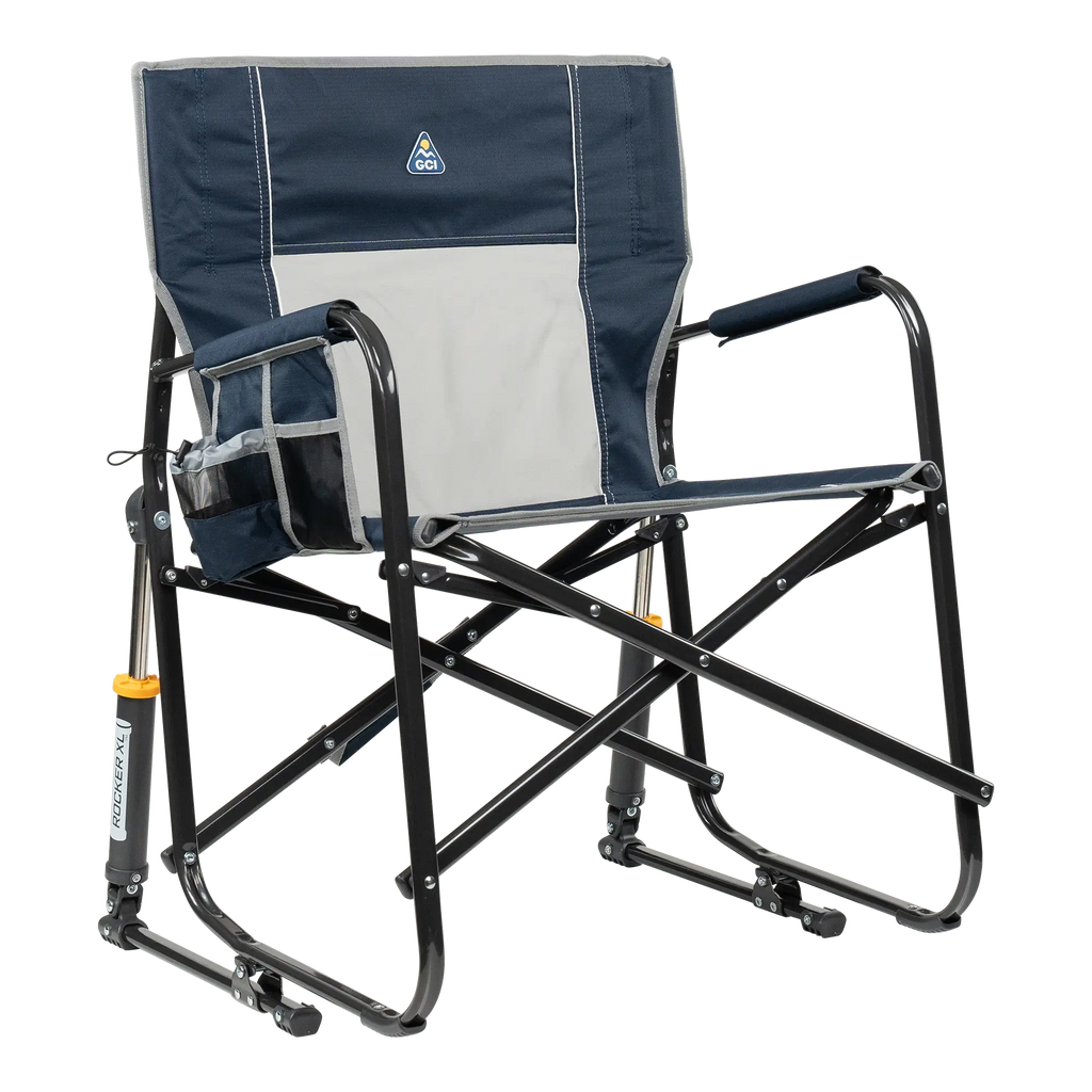 Patented Spring-Action Freestyle Rocker XL - Choice 552 - RoadTrip Rocker Smooth Motion Camp Chair - Indigo