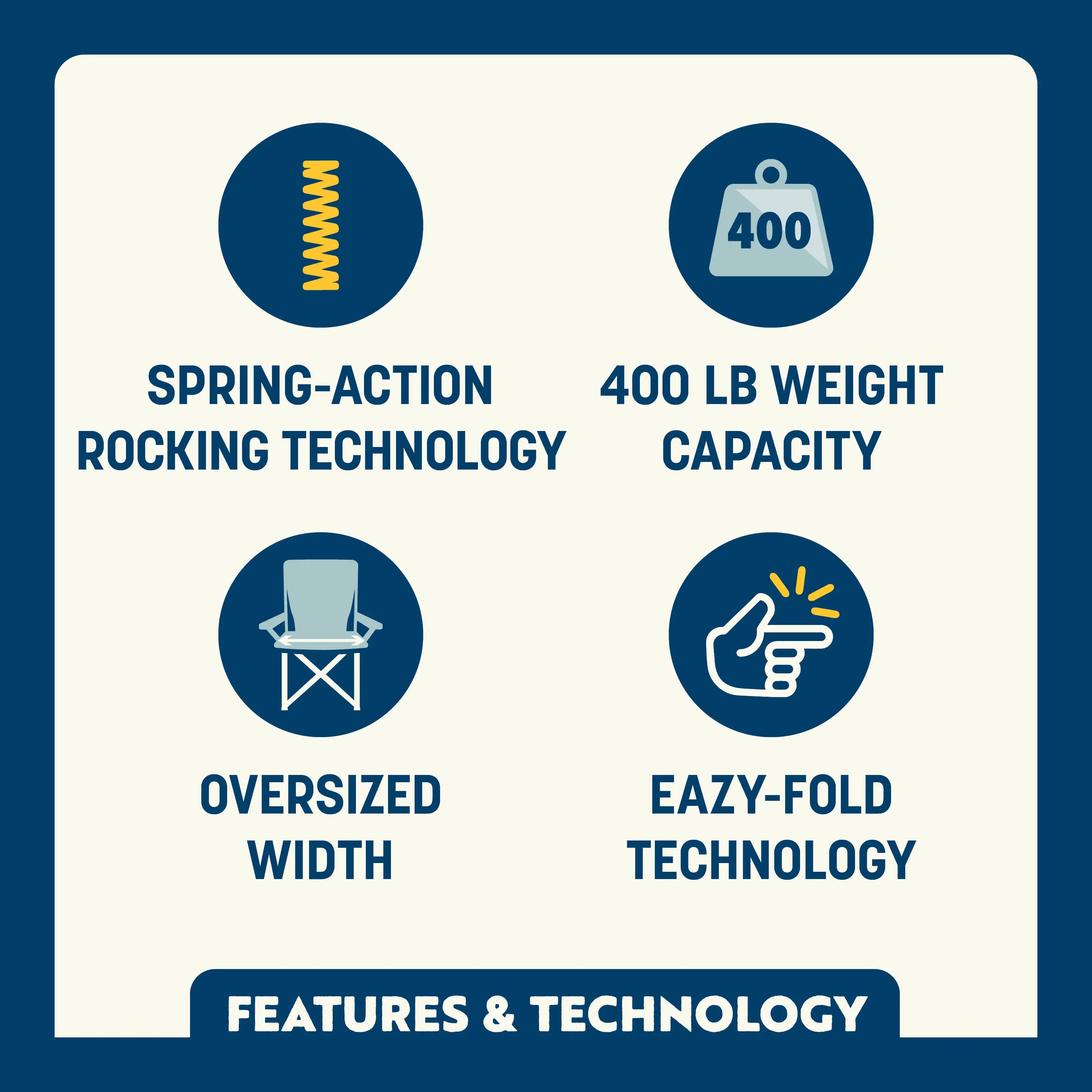 Patented Spring-Action Freestyle Rocker XL - Choice 552 - RoadTrip Rocker Smooth Motion Camp Chair Detail