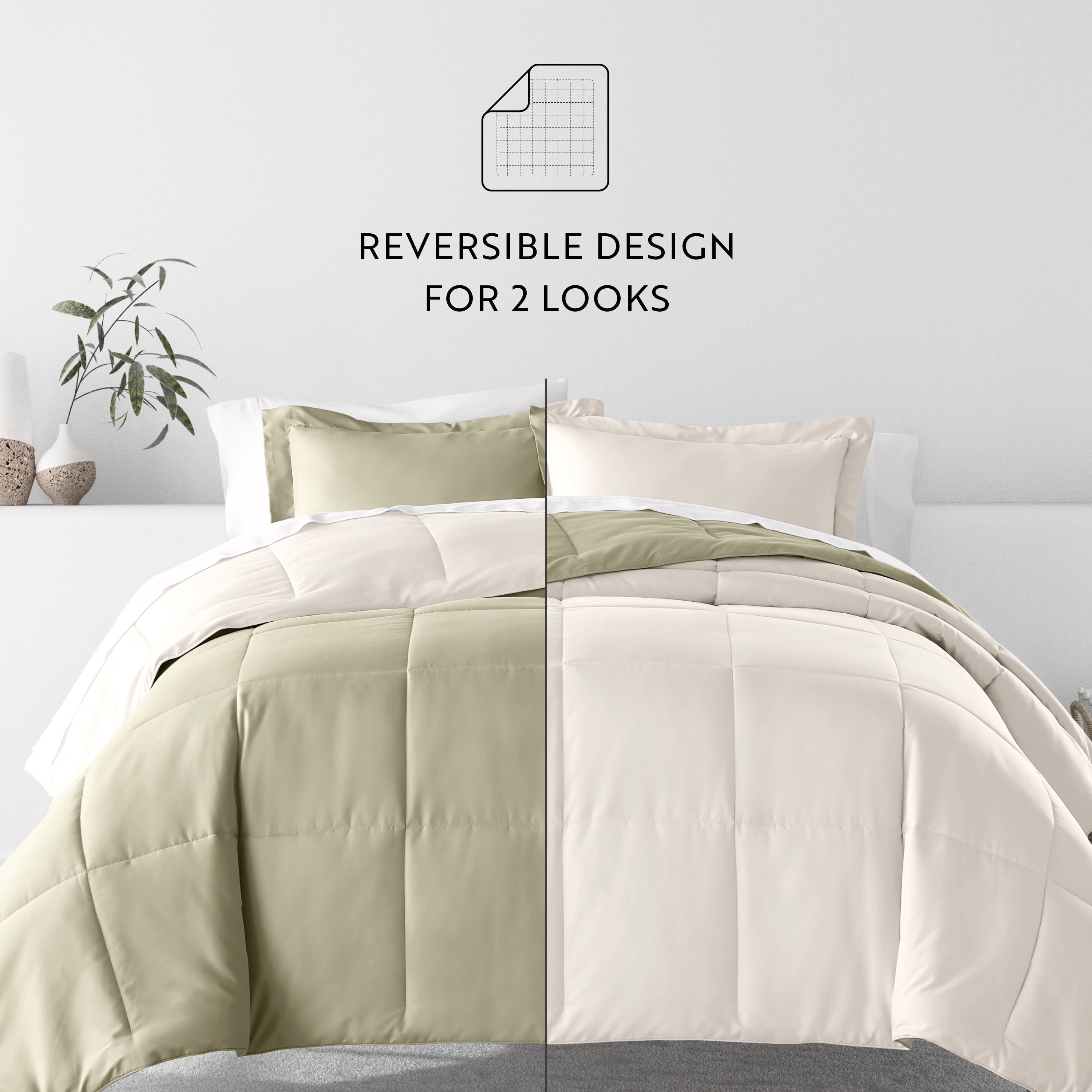 Luxurious Quilted 5 Piece Bedding Bundle, Reversible Comforter and Patterned Sheet Set, Twin - Cloud-Like Soft Lightweight Bed Comforter Detail