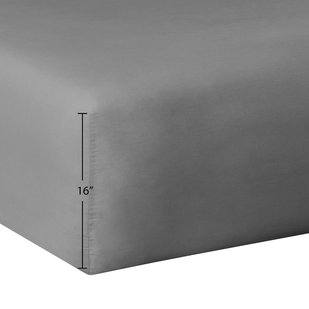 Breathable Luxury Easy Care 300 Thread Count Solid Soothing-Gray CVC Cotton Blend Fitted Sheet, King (Adult) - Luxury Bed Sheet Set with Deep Pockets Detail