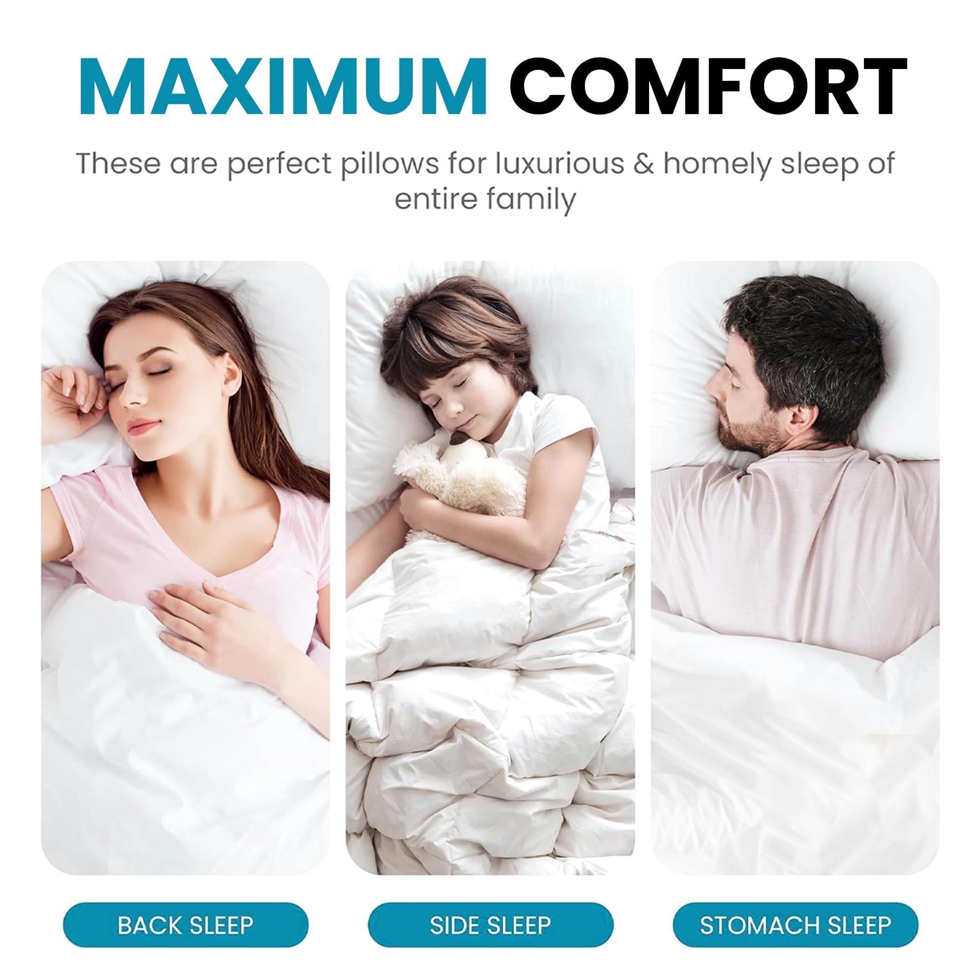 Fluffy Shredded 2-Pack Standard Bed Pillows – Soft, Breathable & Hypoallergenic for Better Sleep - Ergonomic Memory Foam Pillow for Neck Pain Support Detail
