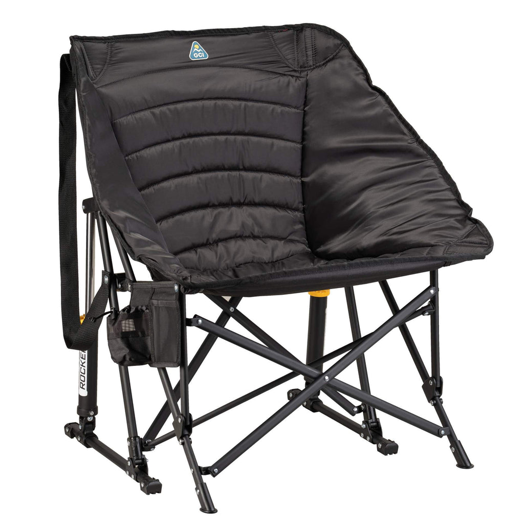 Patented Spring-Action Puff Rocker - Choice 731 - Freestyle Rocker Portable Outdoor Folding Chair - Black