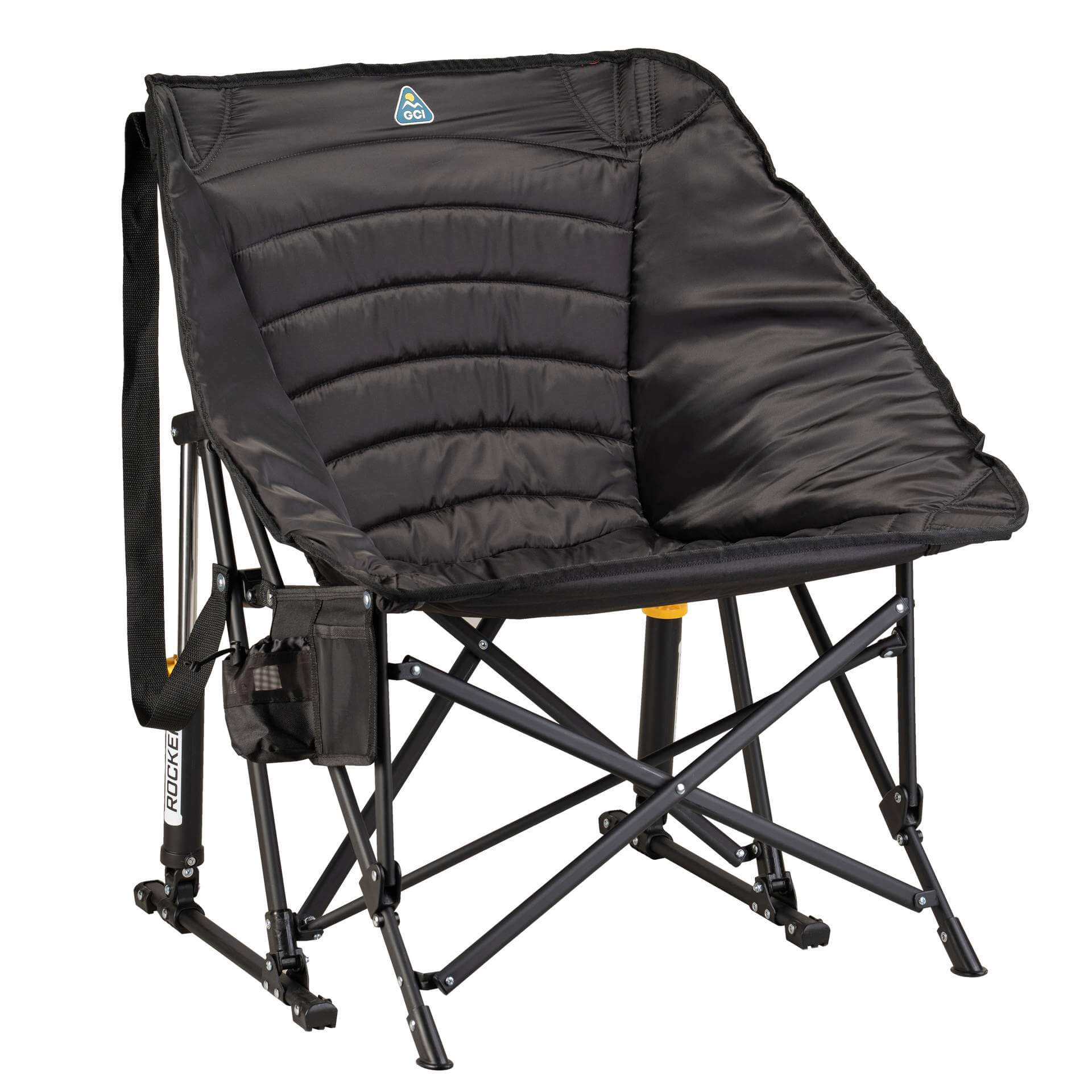 Patented Spring-Action Puff Rocker - Choice 731 - Freestyle Rocker Portable Outdoor Folding Chair - Black