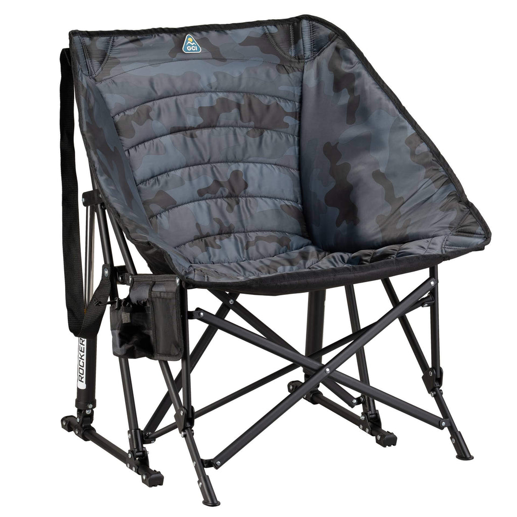 Patented Spring-Action Puff Rocker - Choice 731 - Freestyle Rocker Portable Outdoor Folding Chair - Stealth Camo