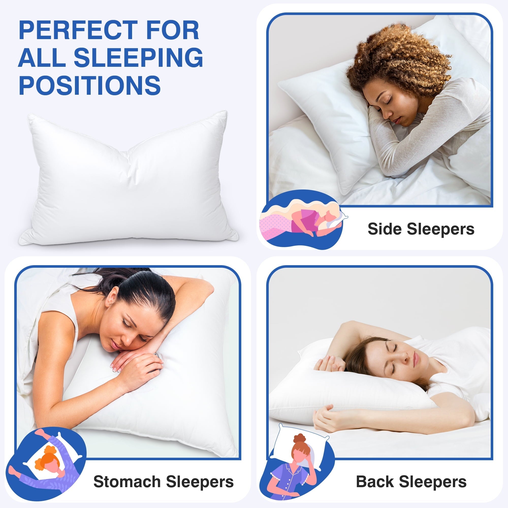 Fluffy Shredded Pillows and Bed Pillows Queen Size for Sleeping,With 2 Set of Soft Cotton Cover- Pack of 2 - Orthopedic Shredded Foam Bed Pillow Set Detail