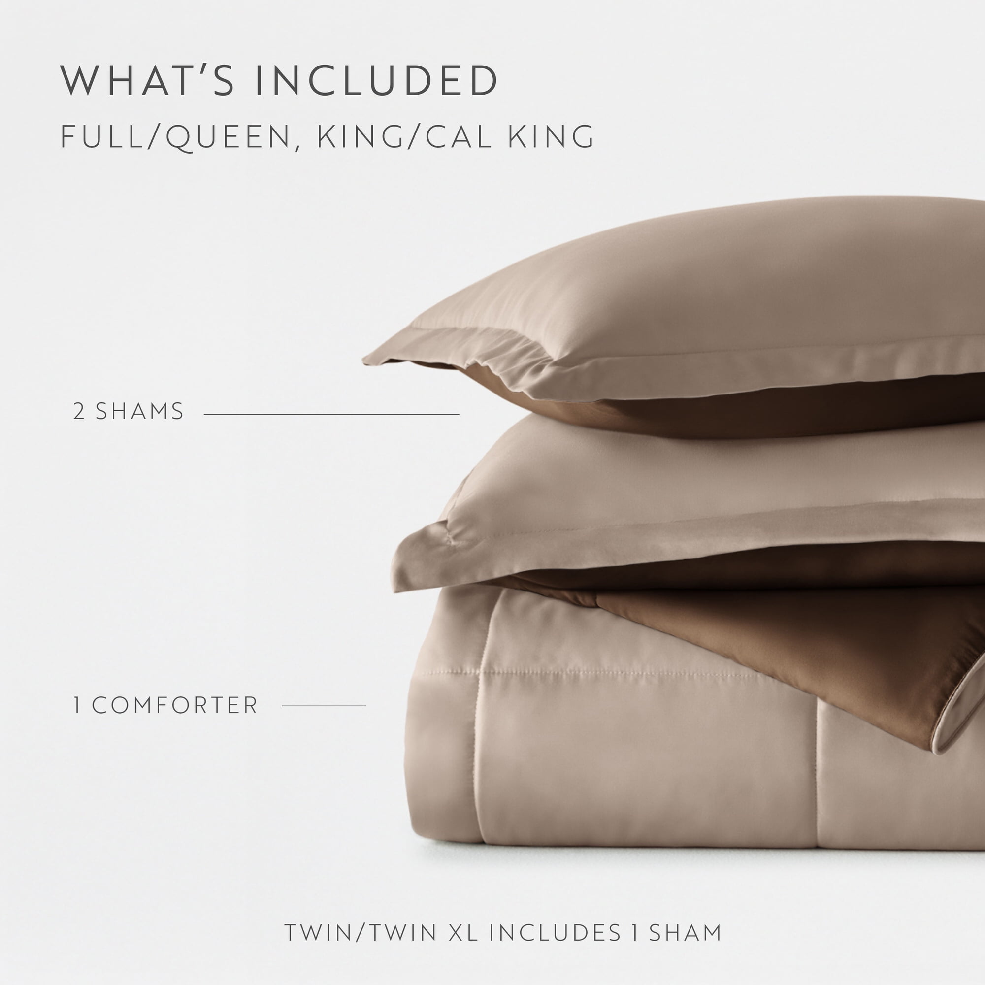 Hypoallergenic Cloud All Season Reversible Comforter Set Breathable Cool in Taupe & Chocolate Brown Full/Queen Size Bedding - Luxurious Quilted Duvet Cover Set Detail