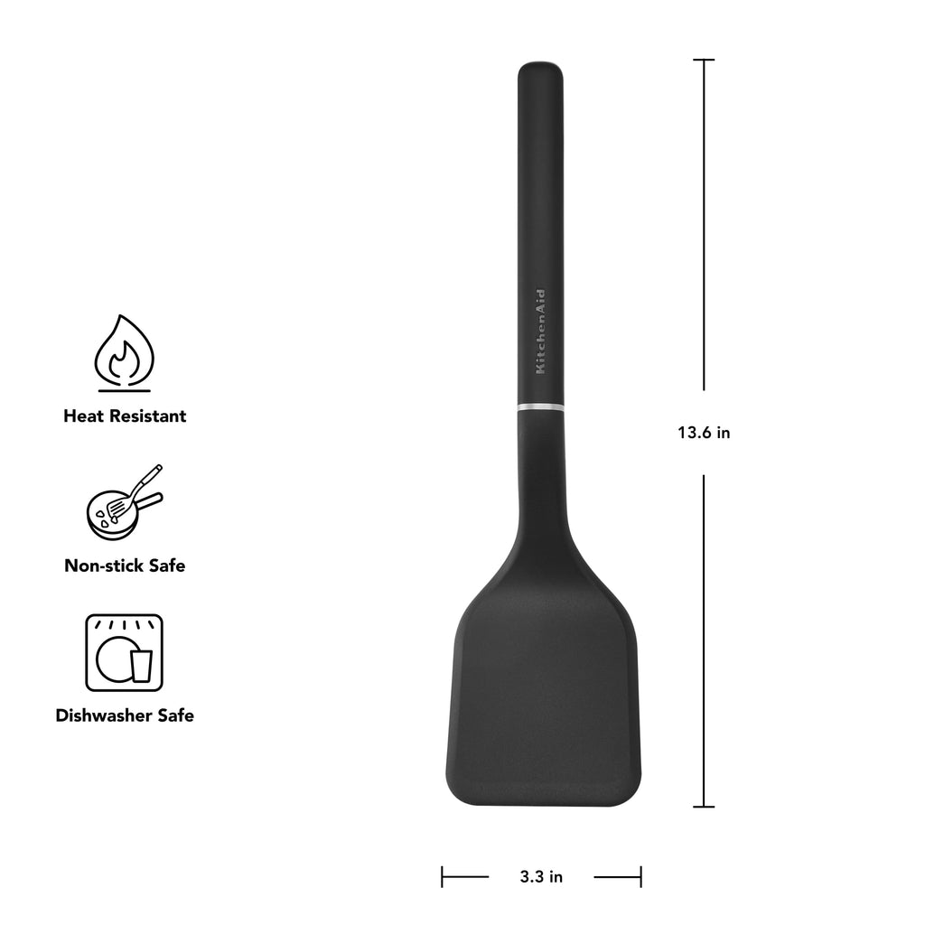 Seamless One-Piece 3-Piece Cooking Utensils Set with Ergonomic Handles, Black - Ergonomic Kitchen Tongs and Cooking Spoon Utensil Detail