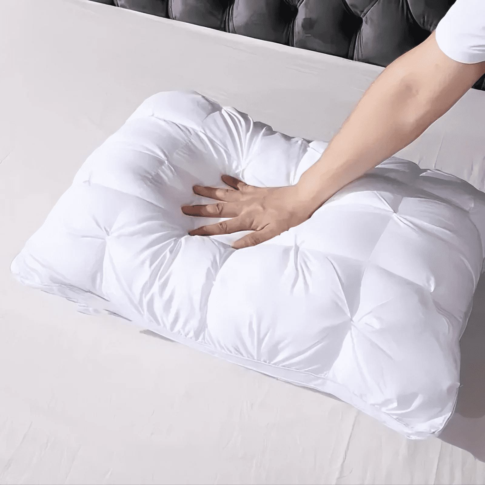 Decorative Plump Queen Size Bed Pillows Set of 2, Hotel Quality, Down Alternative Gusseted Bed Pillows for Side, Back, or Stomach Slee... - Ergonomic Memory Foam Pillow for Neck Pain Support Detail