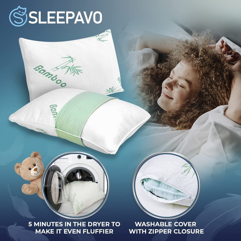 Hotel Collection Memory Foam Pillows Queen Size Set of 2 - Cooling Bed Pillows for Sleeping - Back, Stomach, Side Sleeper Firm, Comfy ... - Ergonomic Memory Foam Pillow for Neck Pain Support Detail
