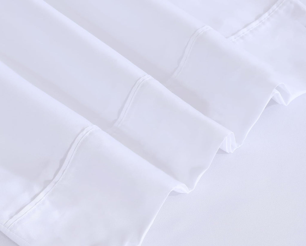 Cooling Sateen Set - Luxurious Silky Soft Microfiber Bedding - Cozy & Comfy - 15 inch Deep Pocket (Fits up to 17") Hotel Bed - 4 Pcs... - Cooling Hotel Quality Bedding Sheets and Pillowcases Detail