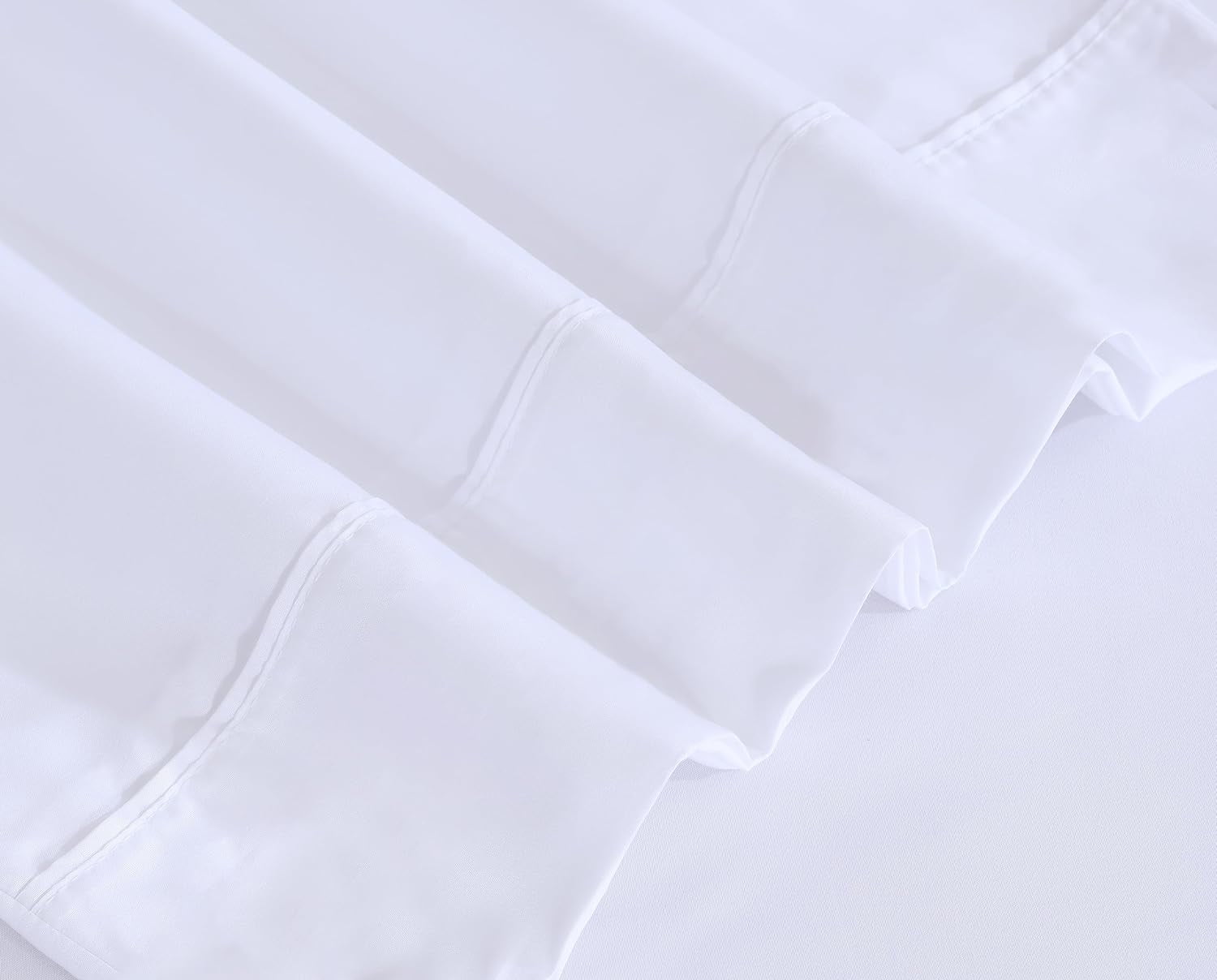 Cooling Sateen Set - Luxurious Silky Soft Microfiber Bedding - Cozy & Comfy - 15 inch Deep Pocket (Fits up to 17") Hotel Bed - 4 Pcs... - Cooling Hotel Quality Bedding Sheets and Pillowcases Detail