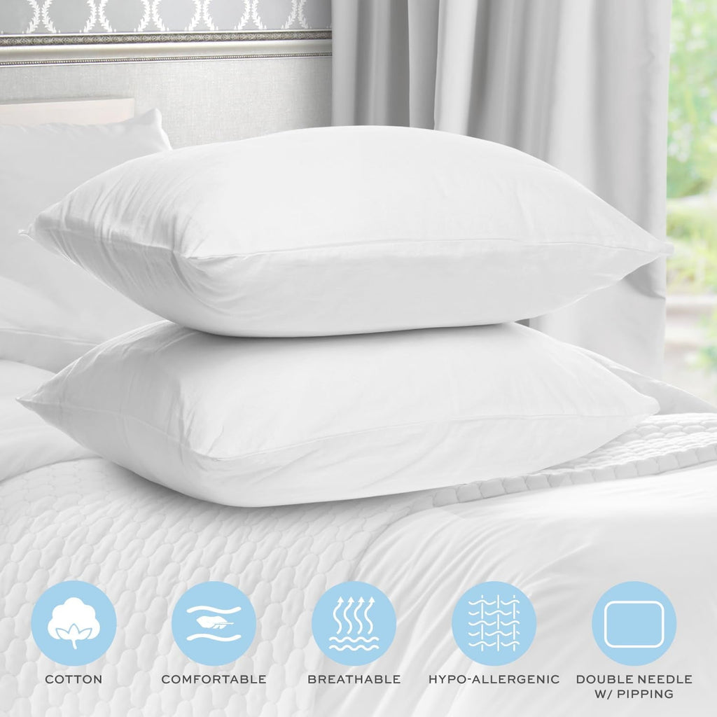 Decorative Plump Bed Pillows for Sleeping 2 Pc Set, Queen Size Pillow Side Sleeper Set, Down Alternative Luxury Hotel Soft Pillow 28x2... - Hotel Quality Plush Sleeping Pillows Detail