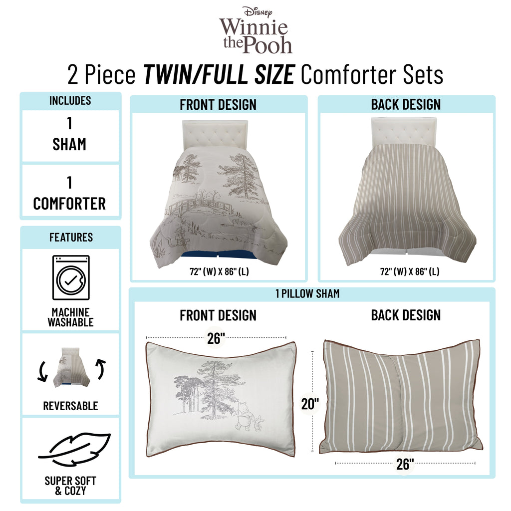 Fluffy Down Alternative Kids 2 Piece Khaki Comforter and Sham Bedding Set, Twin/Full - Luxurious Quilted Duvet Cover Set Detail