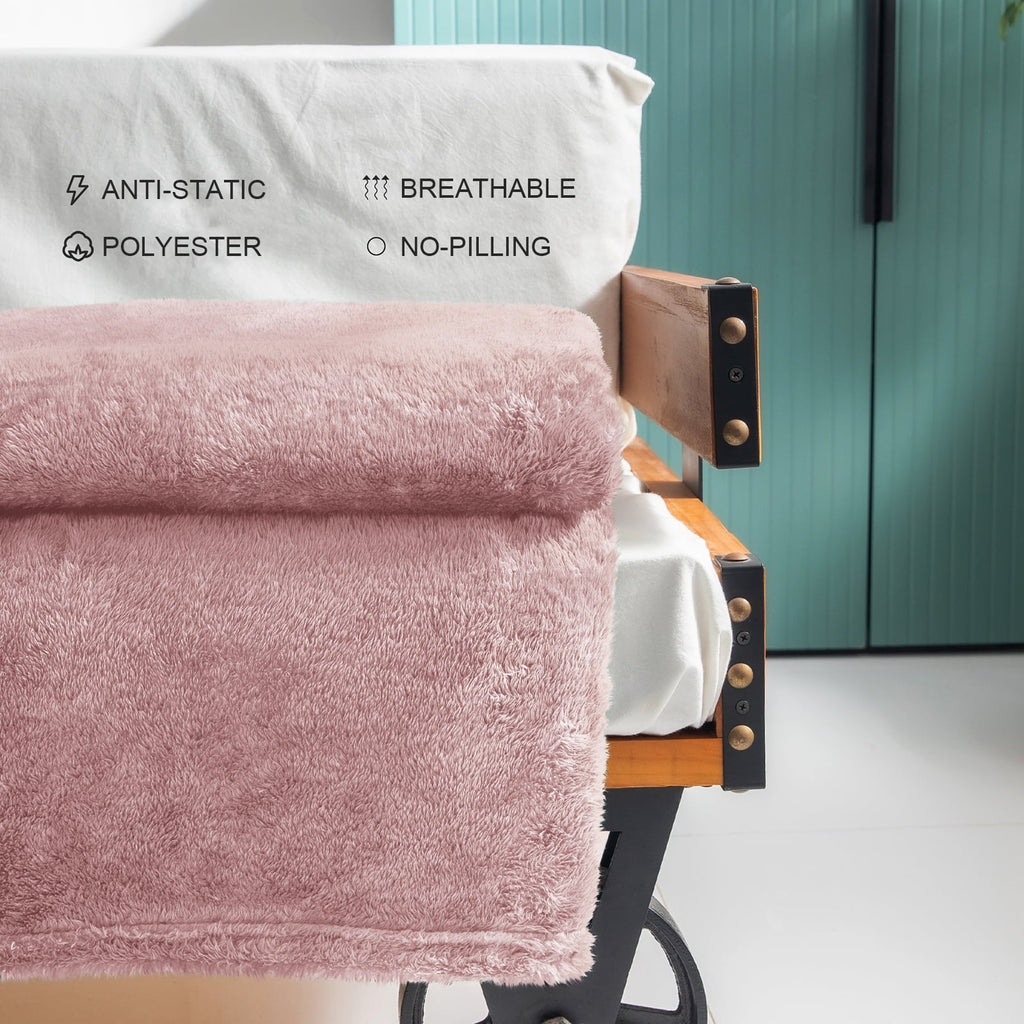 Lightweight Warm Plush Fuzzy Large Fleece Throw Blanket (50" x 70", Dusty Pink)- Soft, Warm and Lightweight - Lightweight Plush Warm Blanket for All Seasons Detail