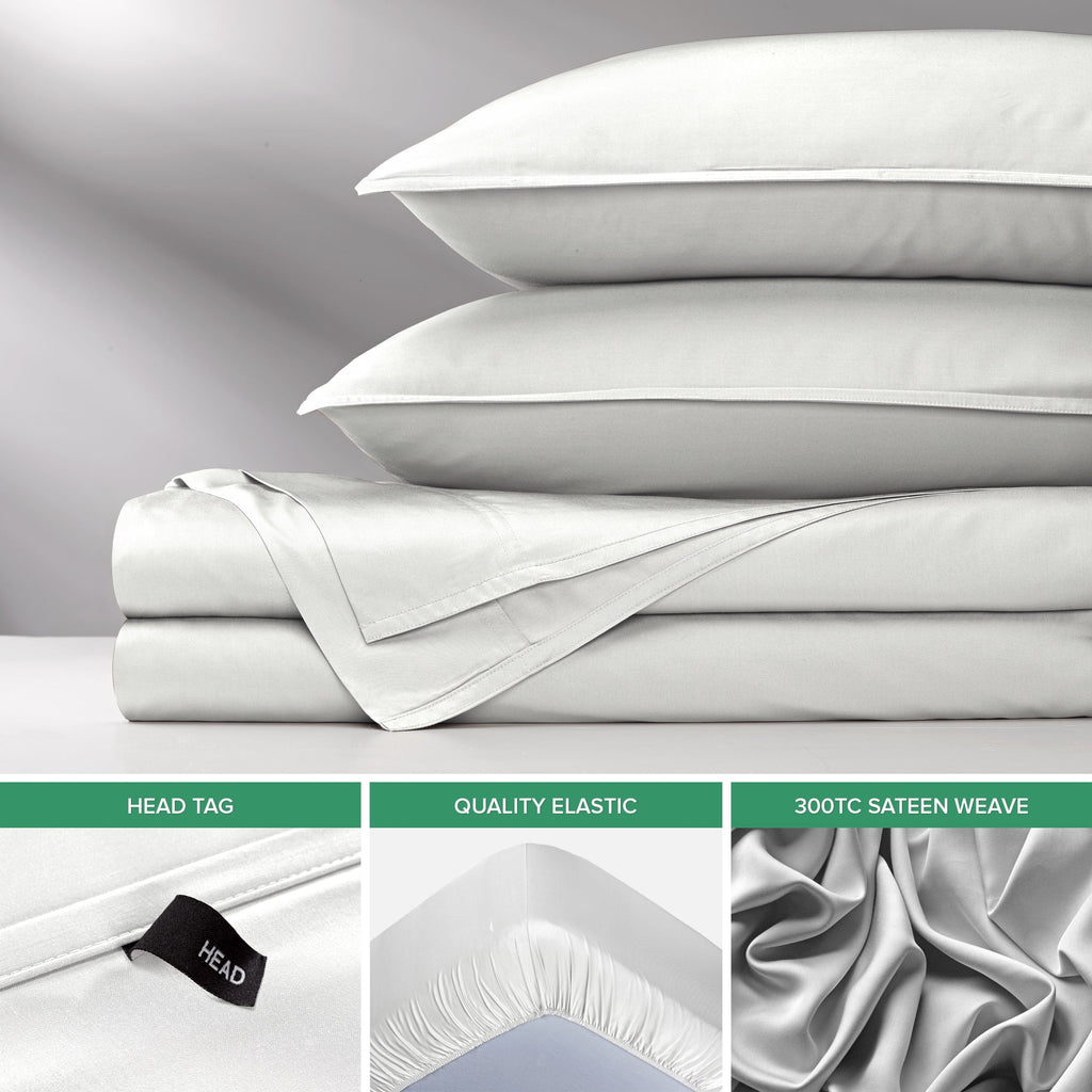 Cooling Sateen Sheets King Size Bed Sheet 4 Piece Set, Genuine 100% Organic Bamboo Viscose, Luxuriously Soft & Cooling, Double Stitc... - Cooling Hotel Quality Bedding Sheets and Pillowcases Detail