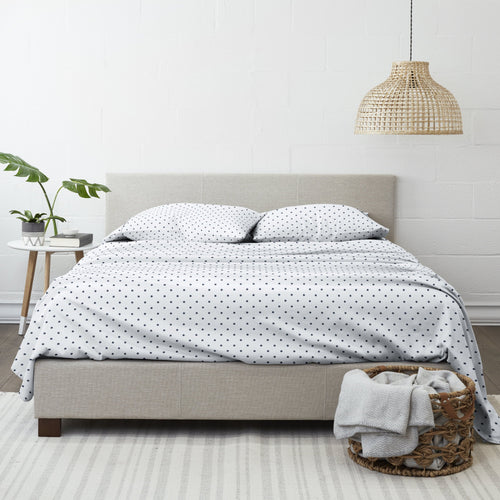 Breathable Luxury 4 Piece Pattern Microfiber Bed Sheets Set, Navy Dots, California King - Cooling Hotel Quality Bedding Sheets and Pillowcases Detail