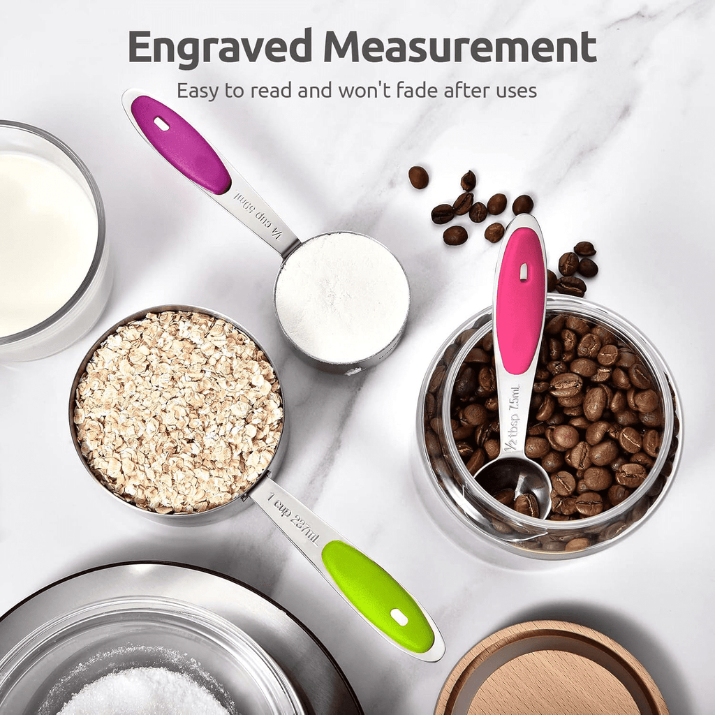 Durable Steel Stainless Steel Measuring Cups and Spoons Set of 15, 5 Stainless Steel Nesting Measuring Cups & 5 Spoons, 5 Mini Meas... - Professional Kitchen Tool for Culinary Enthusiasts Detail