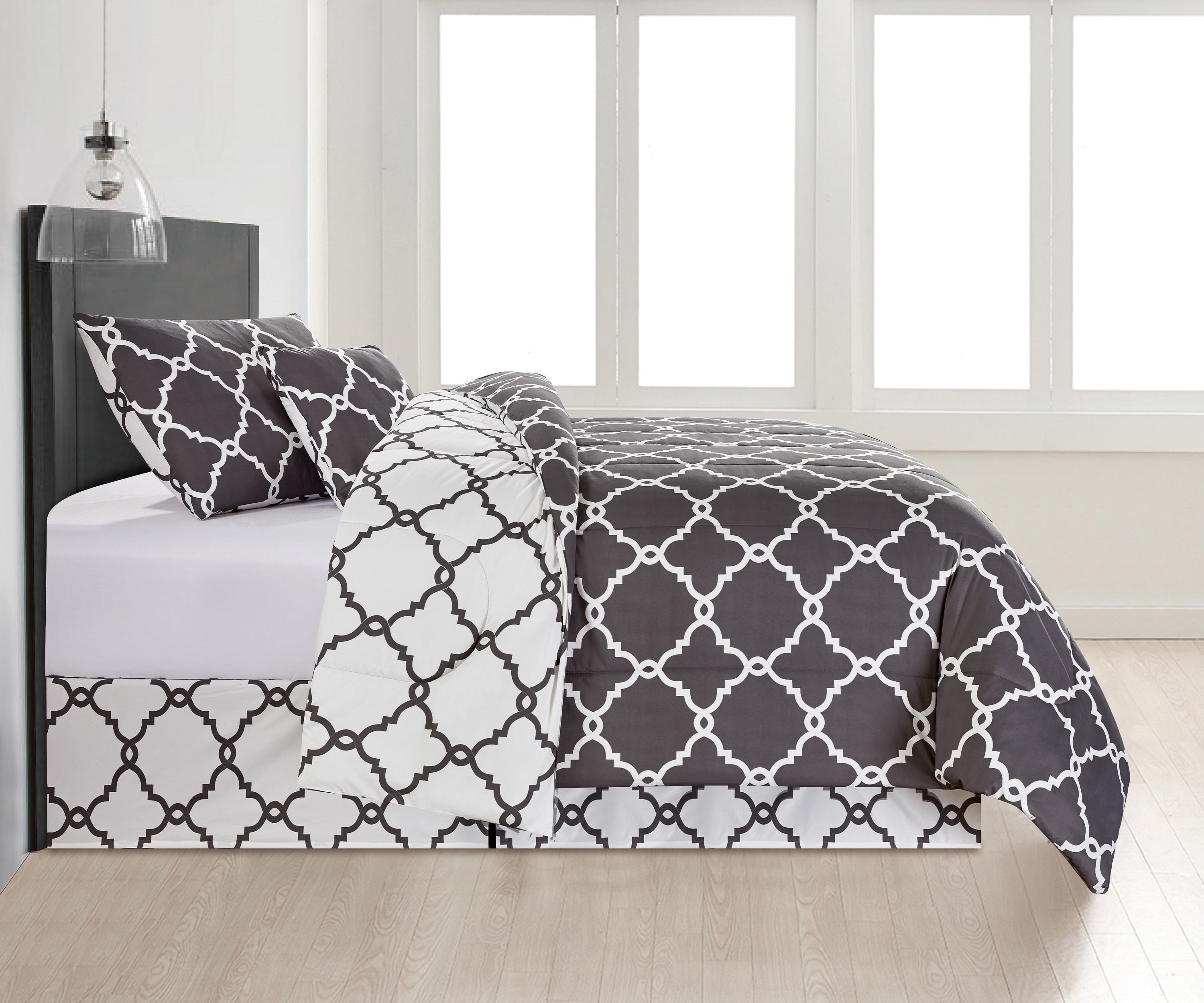 Luxurious Quilted 4 Piece Geometric Twin Comforter Set - Polyester Filling Reversible Washable Comforter Set - Hypoallergenic Ultra-Fluffy Quilt for Winter Detail