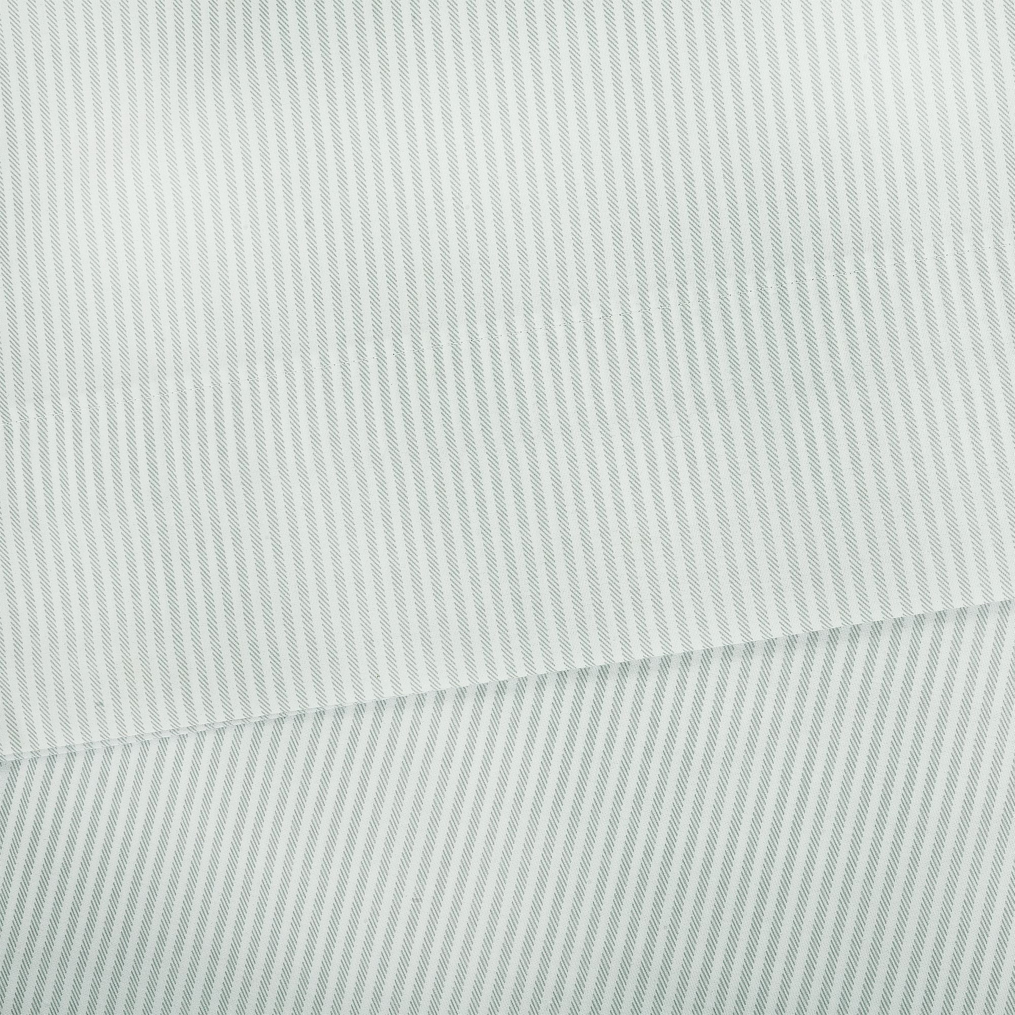 Wrinkle-Resistant Easy Care 300 Thread Count Cotton Rich Percale Sheet Set, King, Grey Stripes - Cooling Hotel Quality Bedding Sheets and Pillowcases Detail